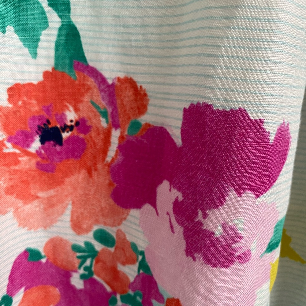 Joules Dress Size 6 Midi Stripe Floral Linen Blend Multicolor Sleeveless - Picture 4 of 10